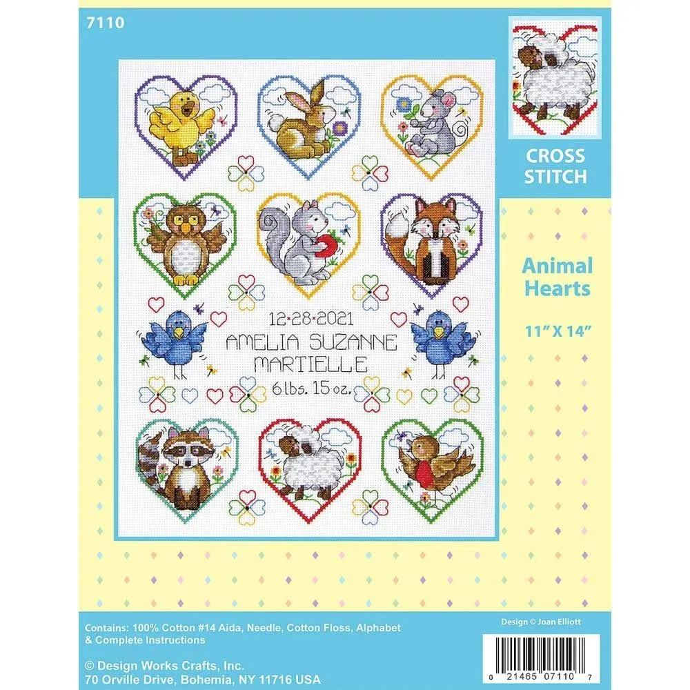 Design Works Crafts, Animal Hearts Counted Cross Stitch Kit
