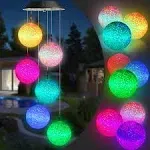 Toodour Solar Wind Chime Lights,Color Changing Ball Wind Chimes Gifts for Mom