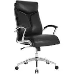 Realspace® - Chair - Modern Comfort Verismo Bonded Leather High-Back Executive Chair, Black/Chrome - 31" x 14" x 24.5"